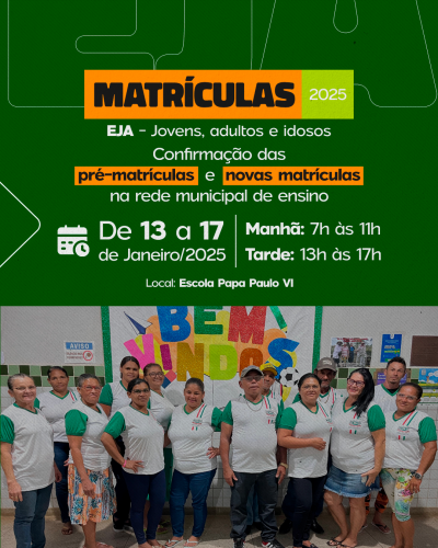 Matrículas Abertas para a Rede Municipal de Ensino